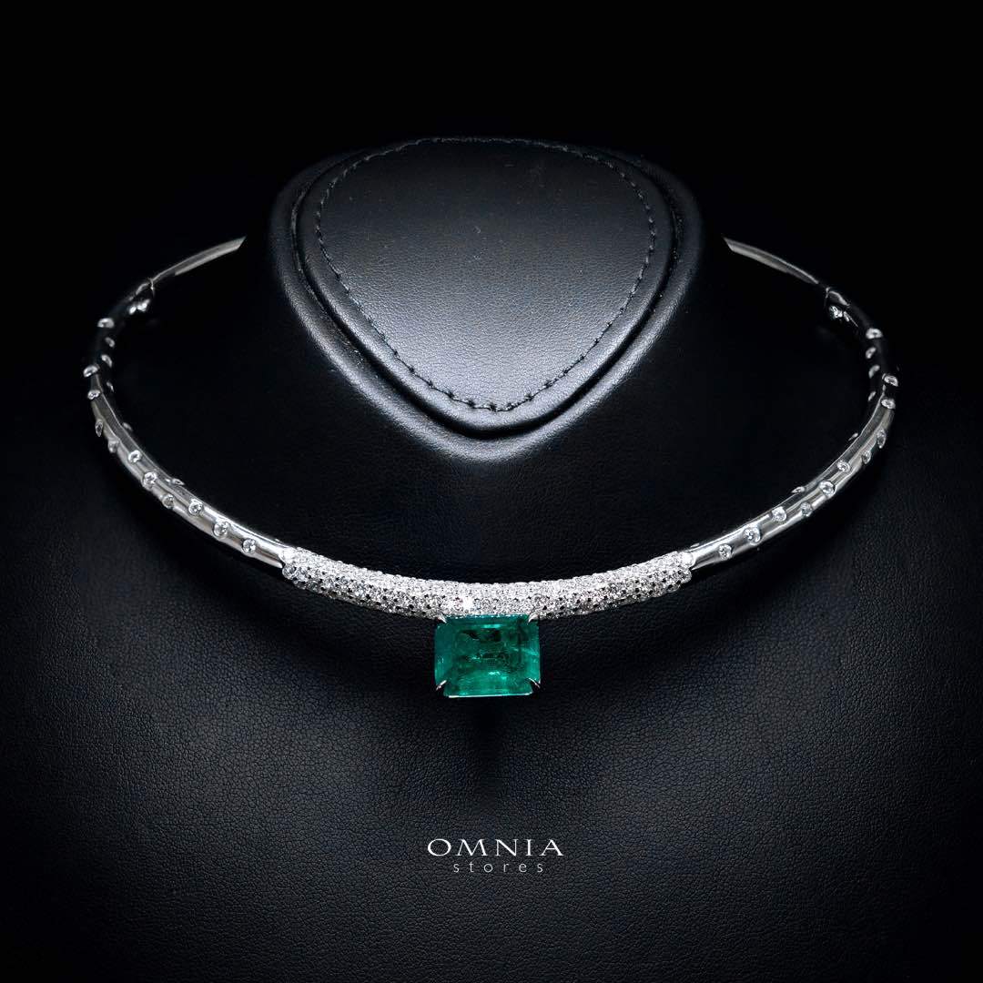 Omnia Kouther Green Necklace In 925 Silver High Quality Certified Lab Crafted Stones - OMNIASTORES KSA