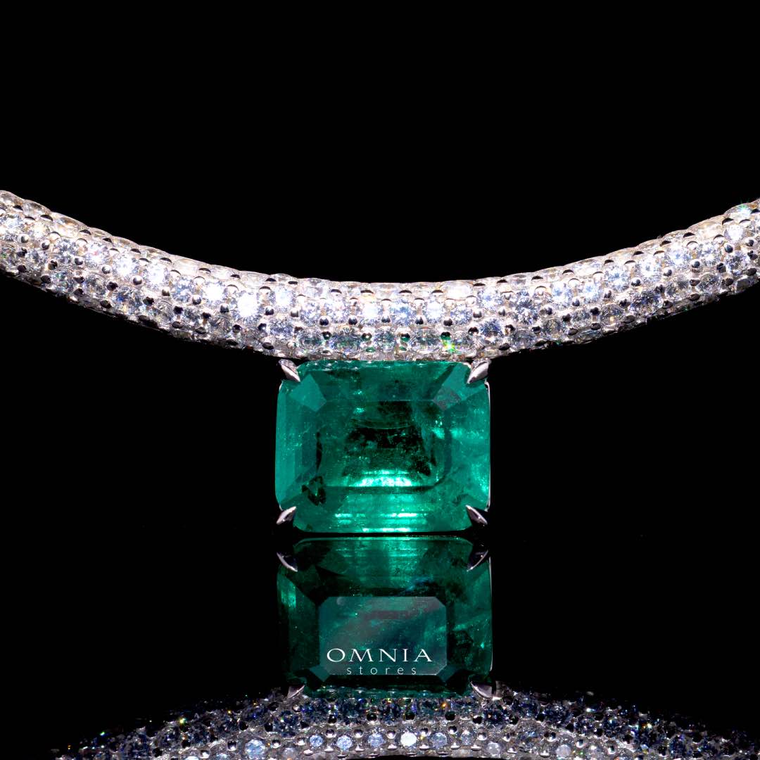 Omnia Kouther Green Necklace In 925 Silver High Quality Certified Lab Crafted Stones - OMNIASTORES KSA