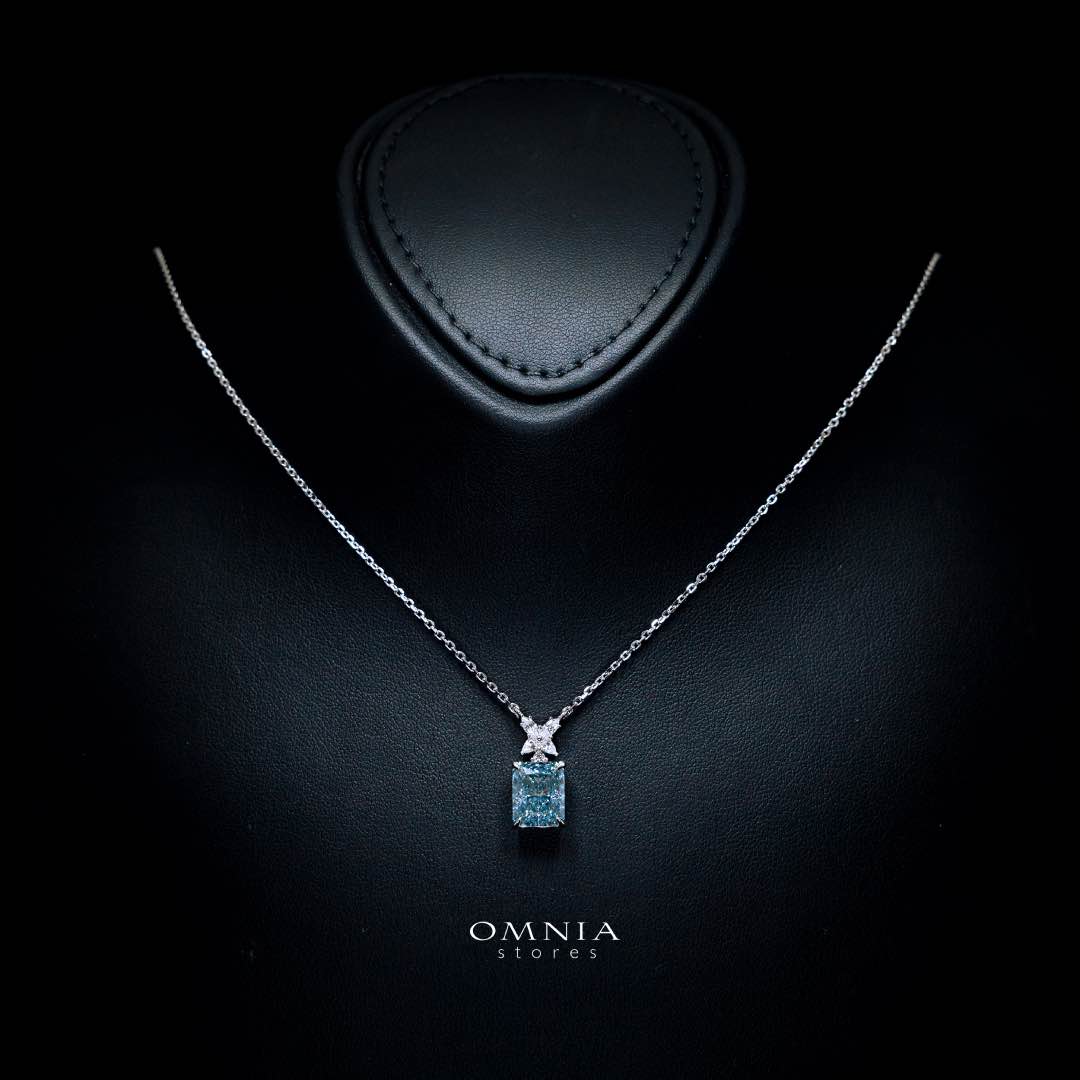 Elana White and Blue Floral Certified Lab Crafted Pendant Necklace With High Quality 925 Silver - OMNIASTORES KSA