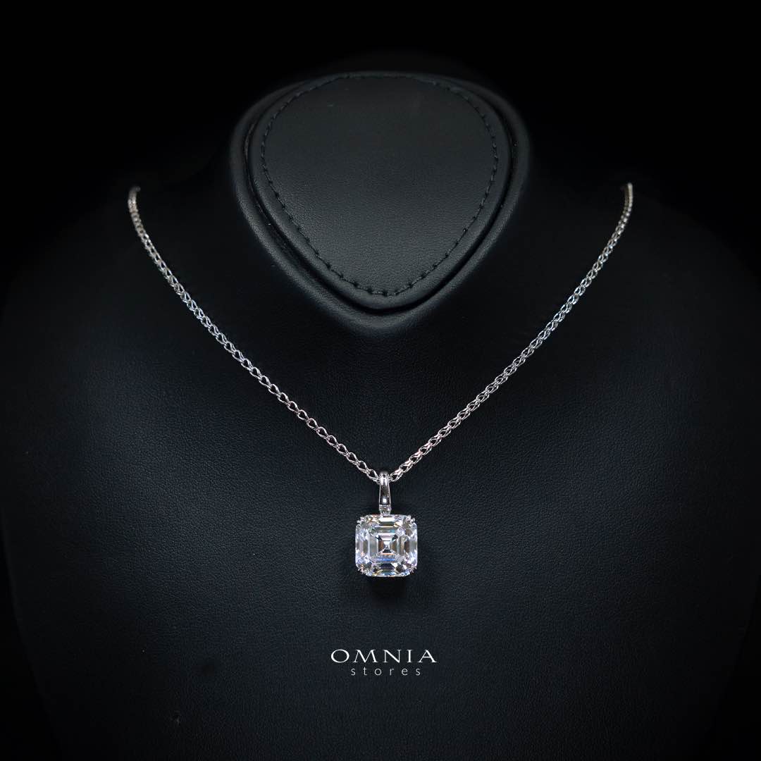 Omnia Ruhina White Cushion Cut Pendant Necklace In 925 Silver High Quality Certified Lab Crafted Stones - OMNIASTORES KSA