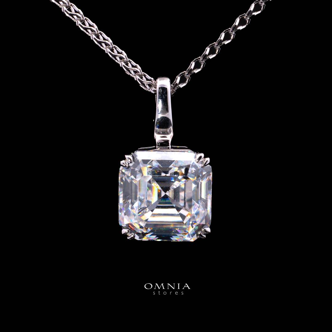 Omnia Ruhina White Cushion Cut Pendant Necklace In 925 Silver High Quality Certified Lab Crafted Stones - OMNIASTORES KSA