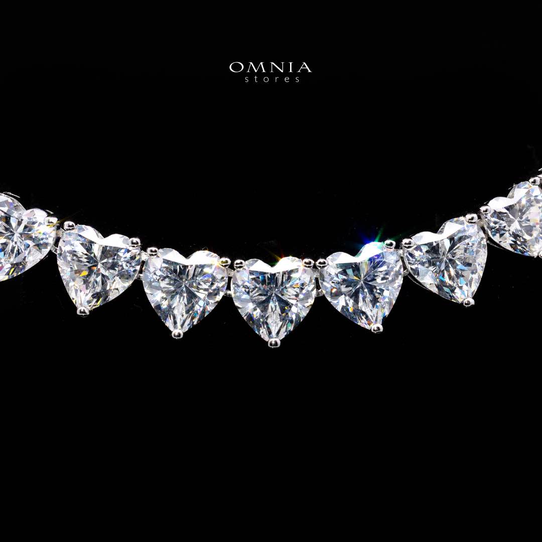 Omnia Hayaam White Heart Necklace With High Quality Certified Lab Crafted Stones In 925 Silver (42cm) - OMNIASTORES KSA