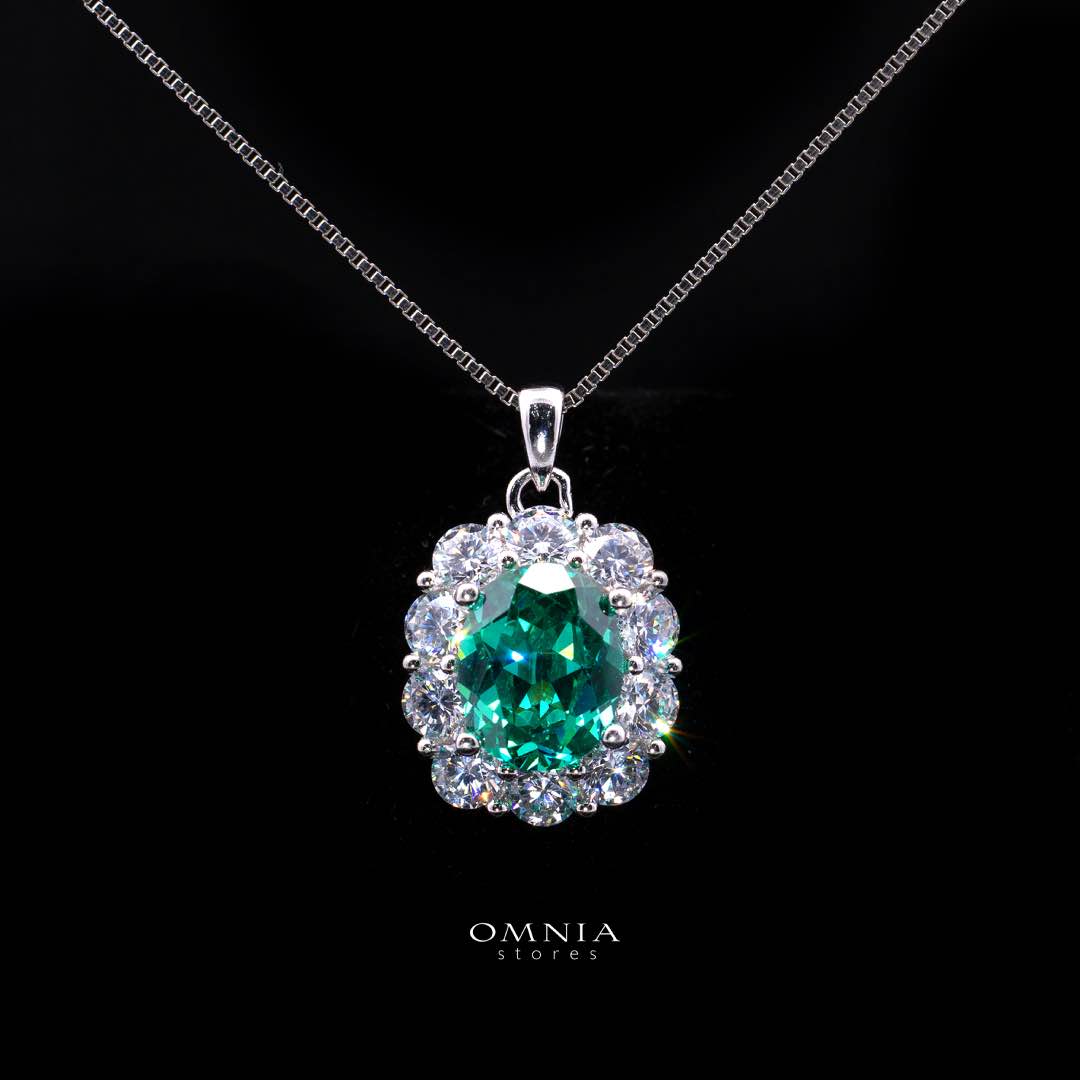 Omnia Mashael Necklace 925 Silver in High Quality Simulated Diamonds - OMNIASTORES KSA