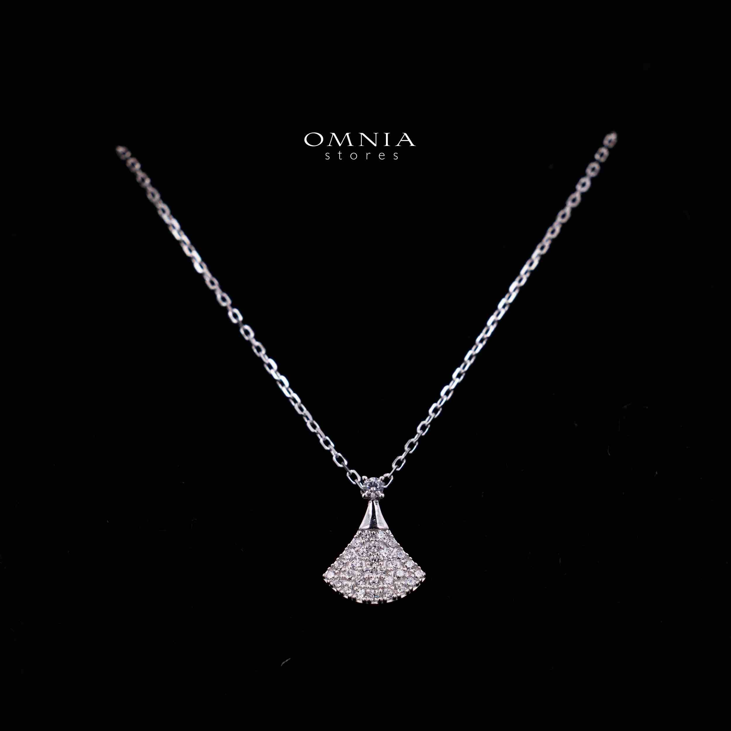 Shidha White Fan Design Silver Necklace and Earrings Set in 925 Silver with High-Quality Premium Simulated Diamonds - OMNIASTORES KSA