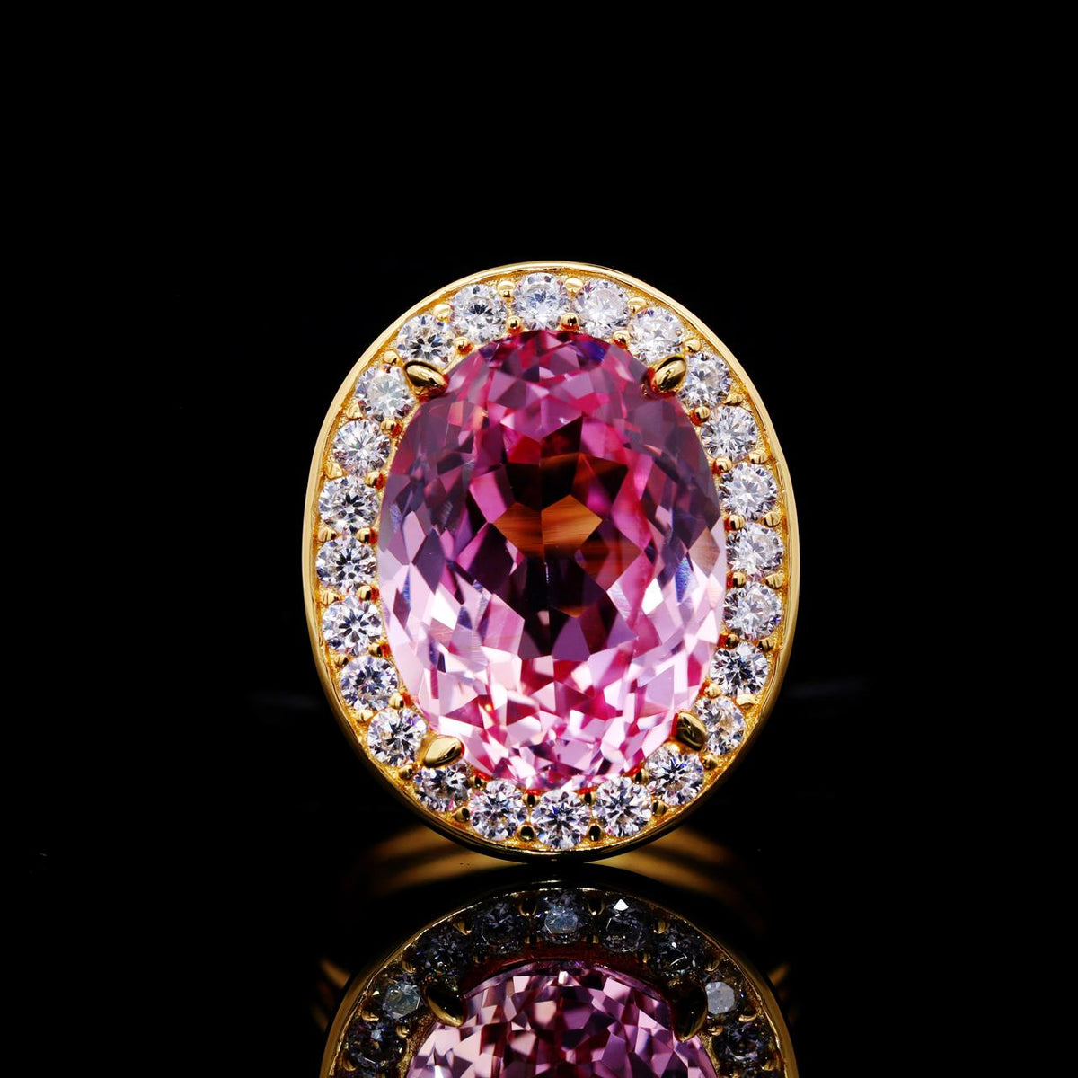 Yomna Pink Gold-Plated Ring with Certificate | High-Quality Simulated Diamonds in 925 Sterling Silver