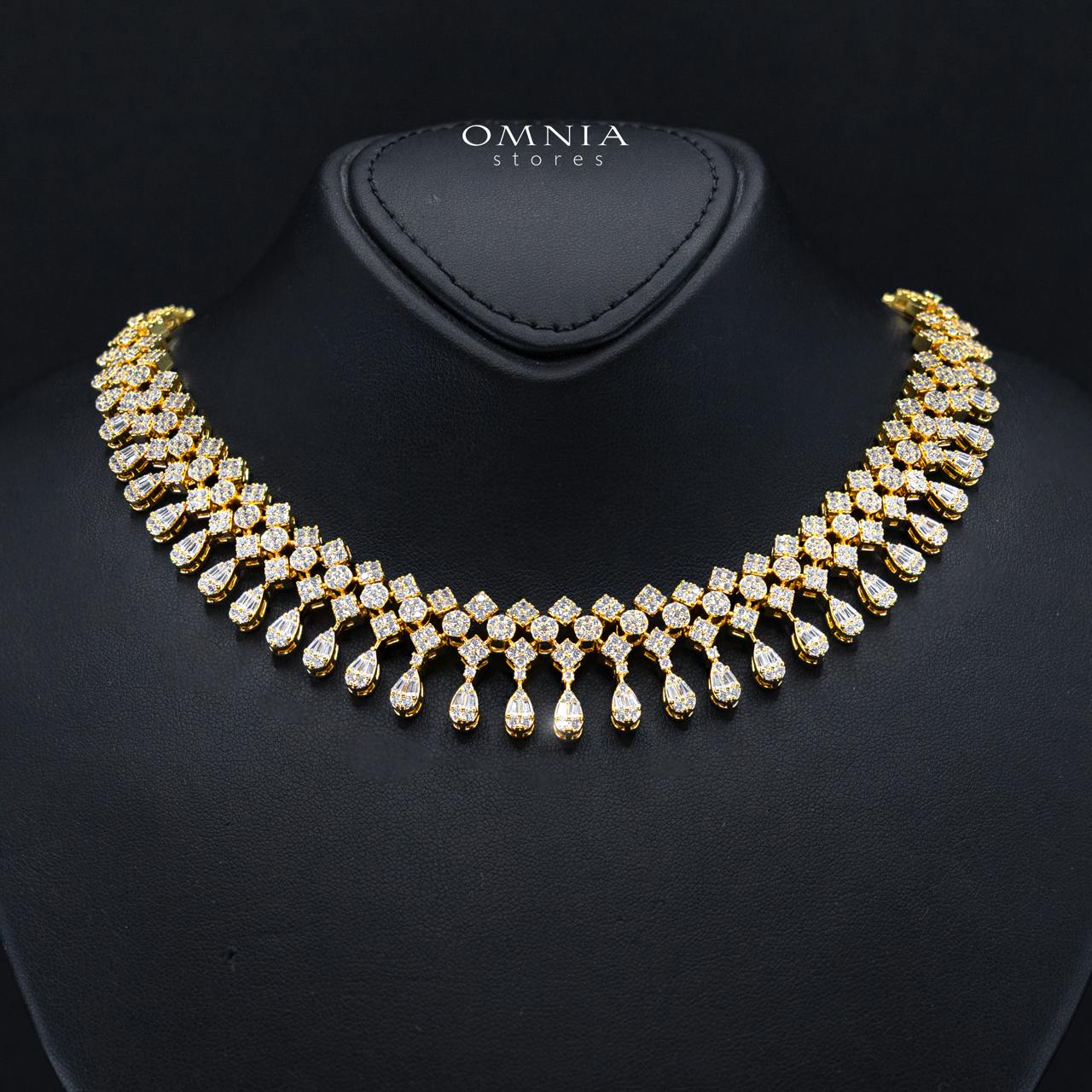 Amani Gold Luxury Bridal Full Set in High Quality Zircon Stone Rhodium Plated