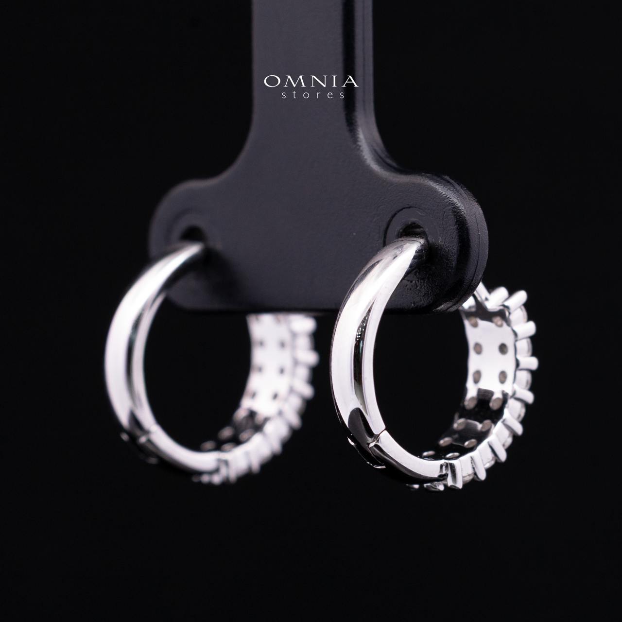 Valencia White Moissanite Half Pavé Huggie Hoop Earrings with GRA Certificate – 925 Sterling Silver, 1.8mm Round Stones - OMNIASTORES KSA