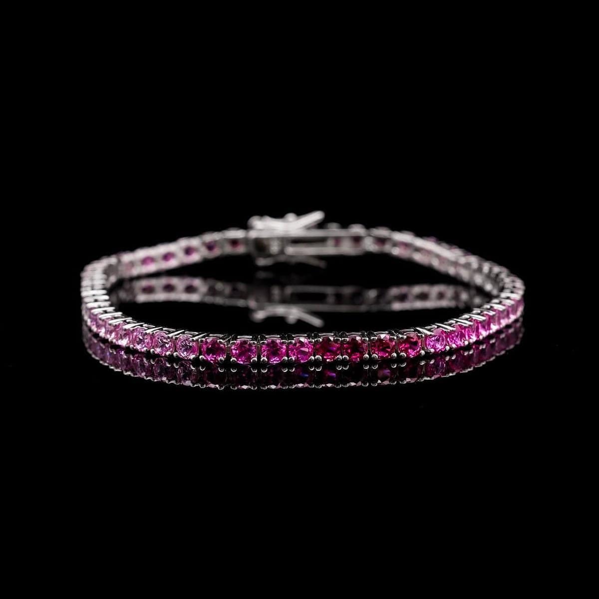 Omnia Tasneem Pink 3mm Tennis Bracelet in 92.5 Silver High Quality Simulated diamonds - OMNIASTORES UAE