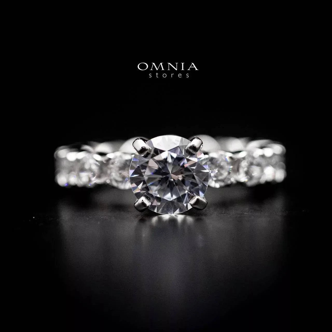 Omnia Ayana Round Cut Sparkling White Ring in 92.5 Silver with High Quality Simulated Diamonds - OMNIASTORES UAE