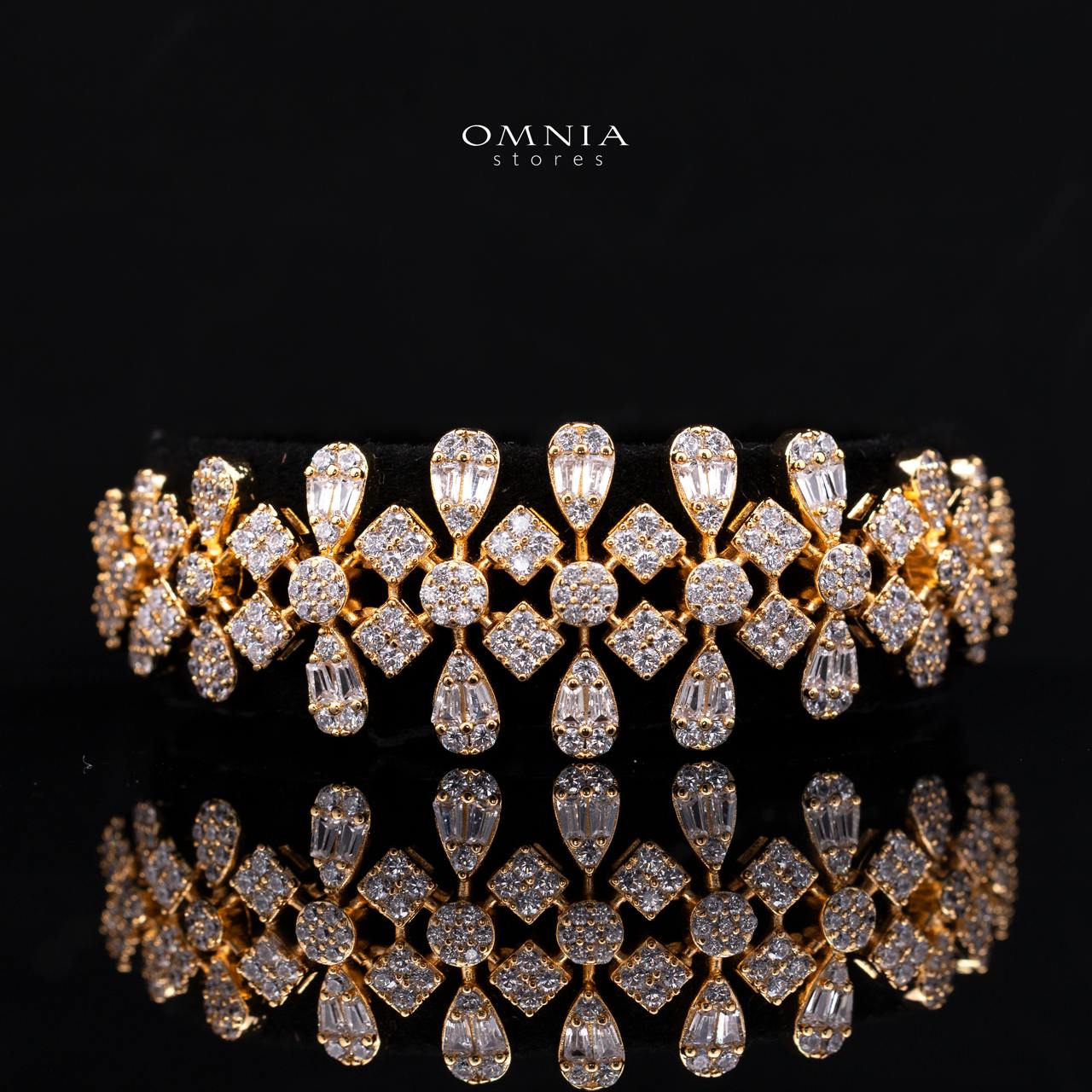 Amani Gold Luxury Bridal Full Set in High Quality Zircon Stone Rhodium Plated