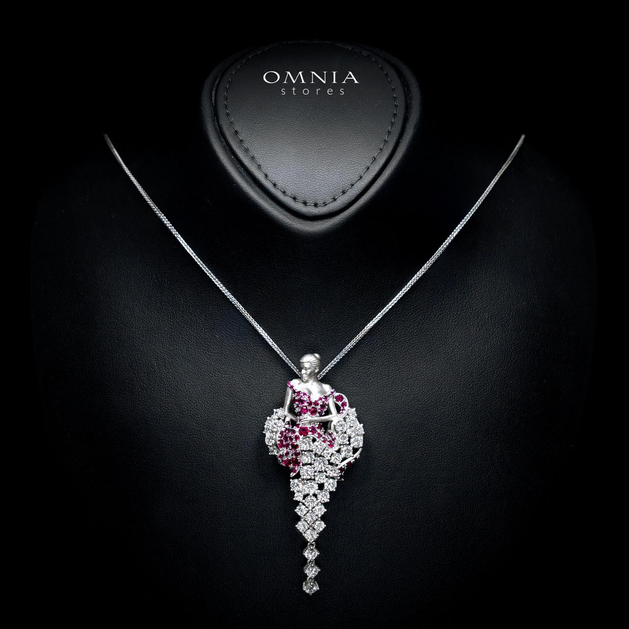 Alodia Ruby Red Necklace with Certified Premium Simulated Diamonds in 925 Sterling Silver - OMNIASTORES KSA