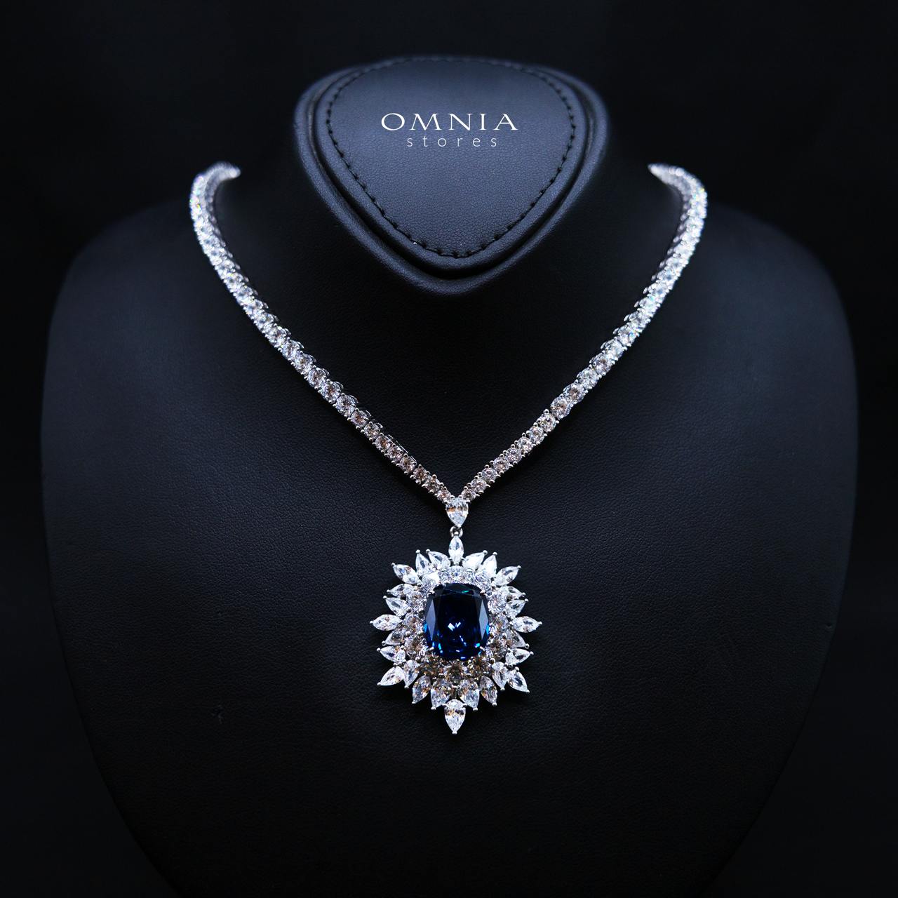 Thalia Blue Necklace in 925 Silver High Quality Simulated Diamond - OMNIASTORES KSA
