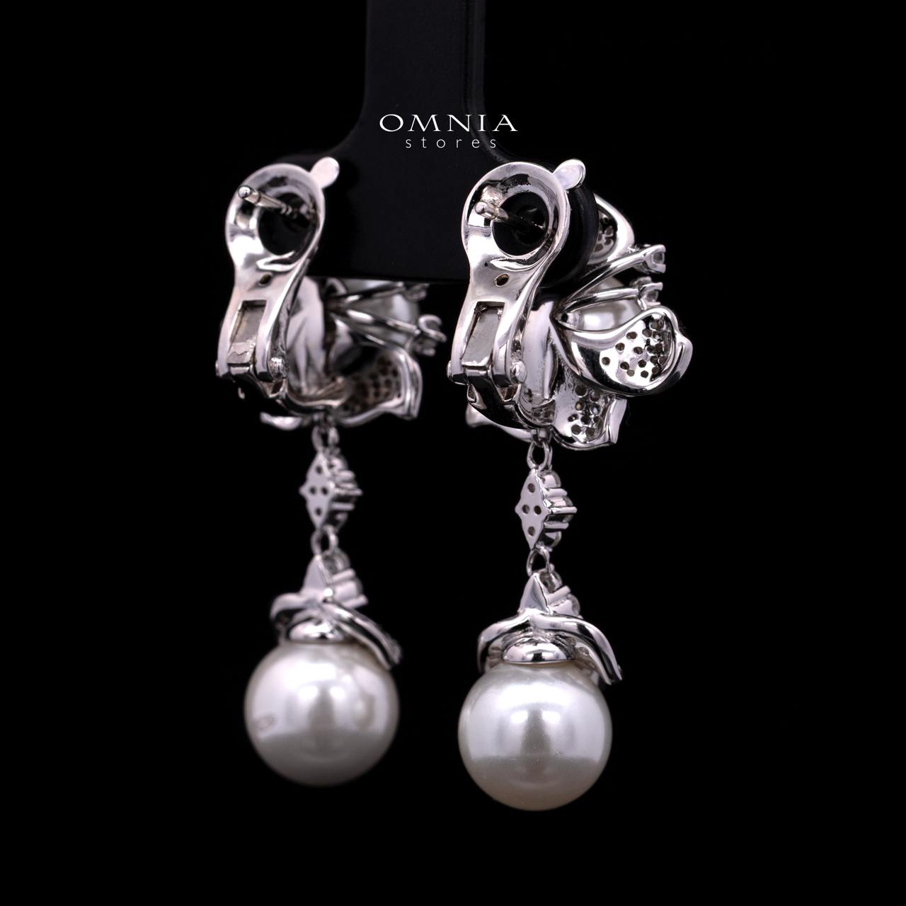 Ziyu Pearl Clip-On Earrings in 925 Sterling Silver with Premium Simulated Diamonds - OMNIASTORES KSA