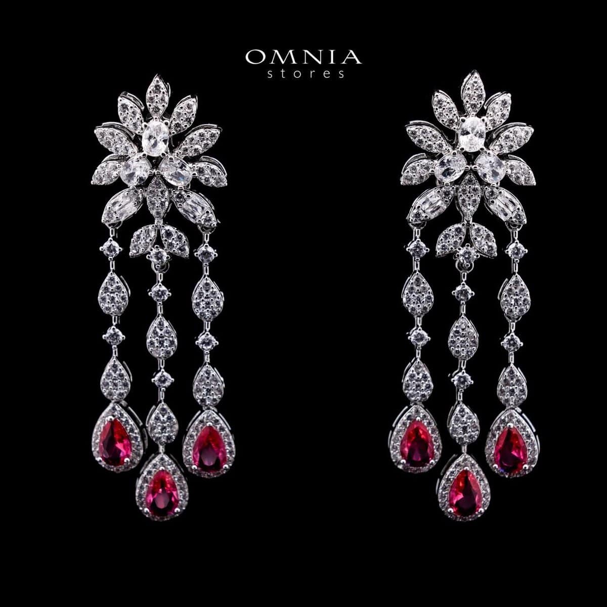 Omnia Anoud Red Bridal Full Set with Sparkling Zircon Stones in High-Quality Rhodium Plated Finish (Only available in KSA) - OMNIASTORES KSA