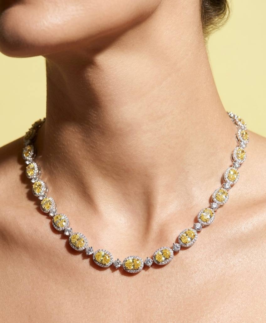 Omnia Asiya Yellow Necklace 925 Silver In High Quality Simulated diamonds - OMNIASTORES KSA