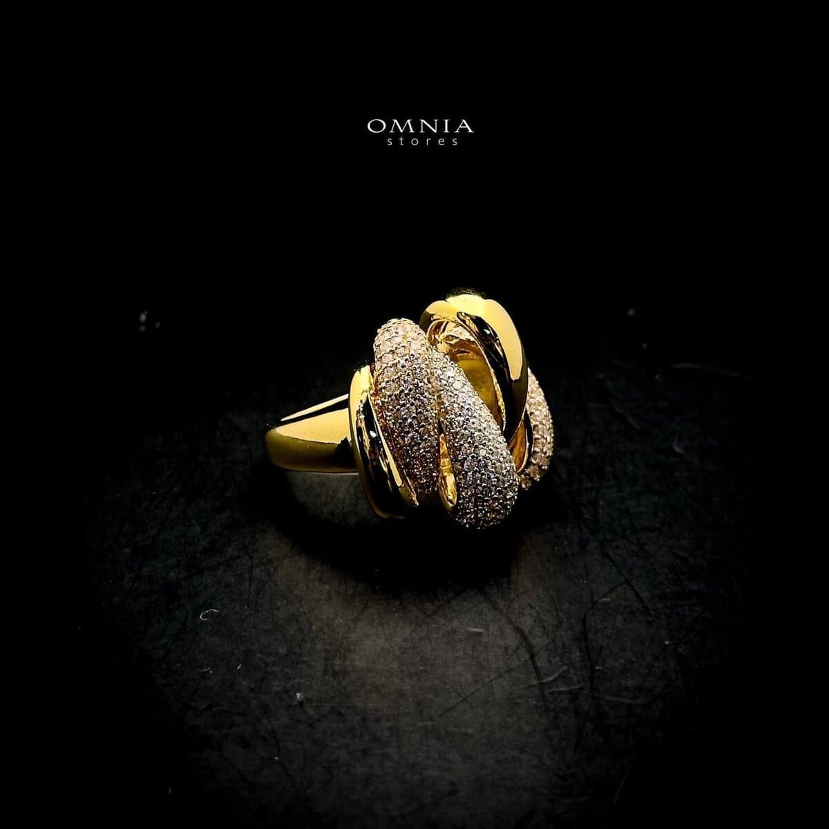 Omnia Rania Braided Gold Ring in High Quality Copper Rhodium Plated - OMNIASTORES UAE
