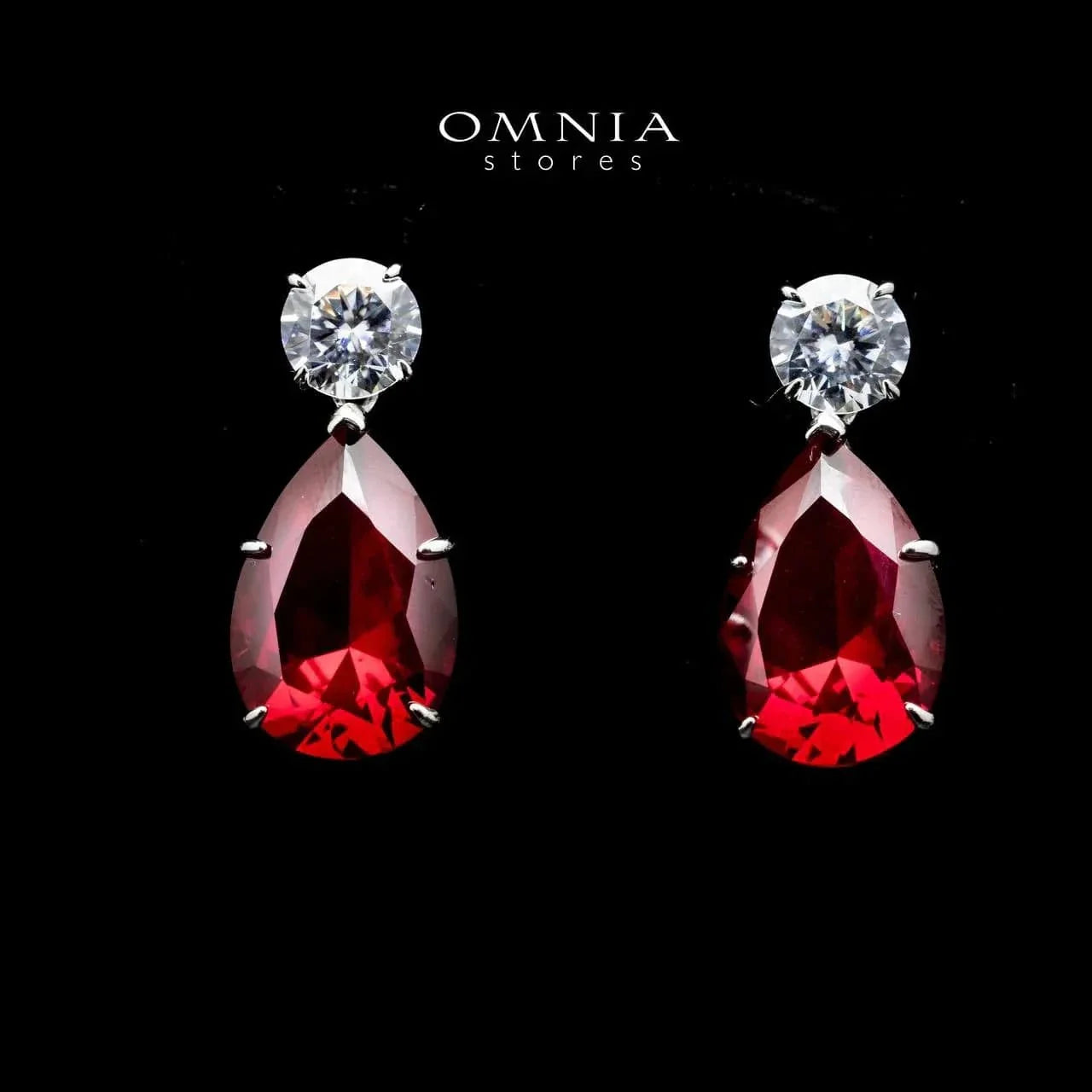 Omnia Byna Red Earring in 92.5 Silver Accessories In High Quality Simulated Diamonds - OMNIASTORES UAE