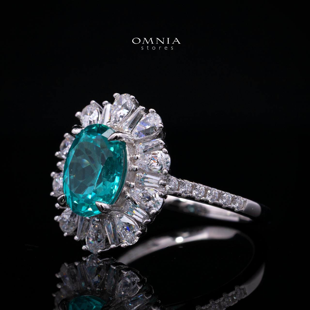 Kaitlynn Lab-Grown Paraiba Ring with GRC Certificate, Oval 7×9mm, in 925 Sterling Silver