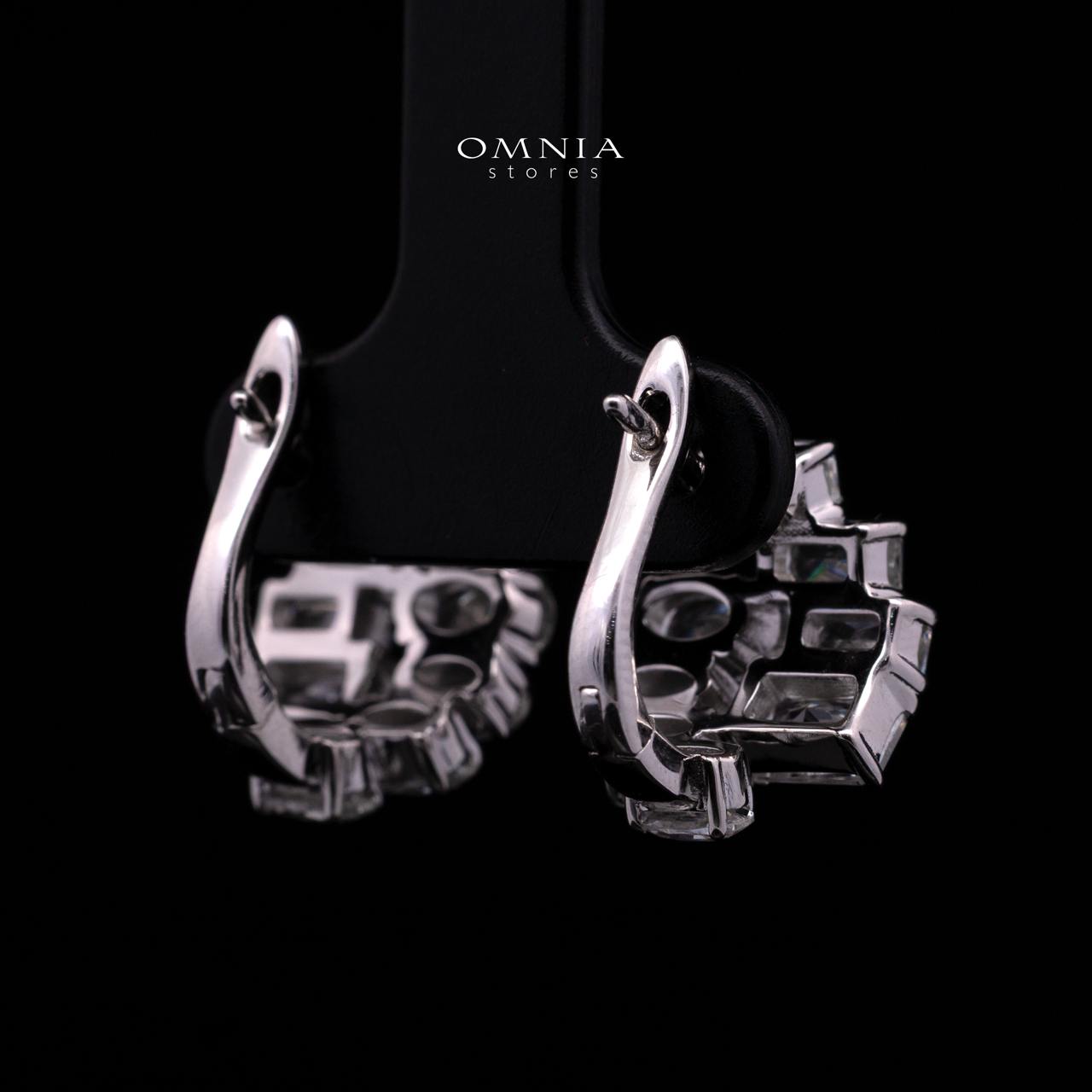 Tokiya Silver Cluster Clip-On Earrings in 925 Sterling Silver with Premium Simulated Diamond - OMNIASTORES KSA