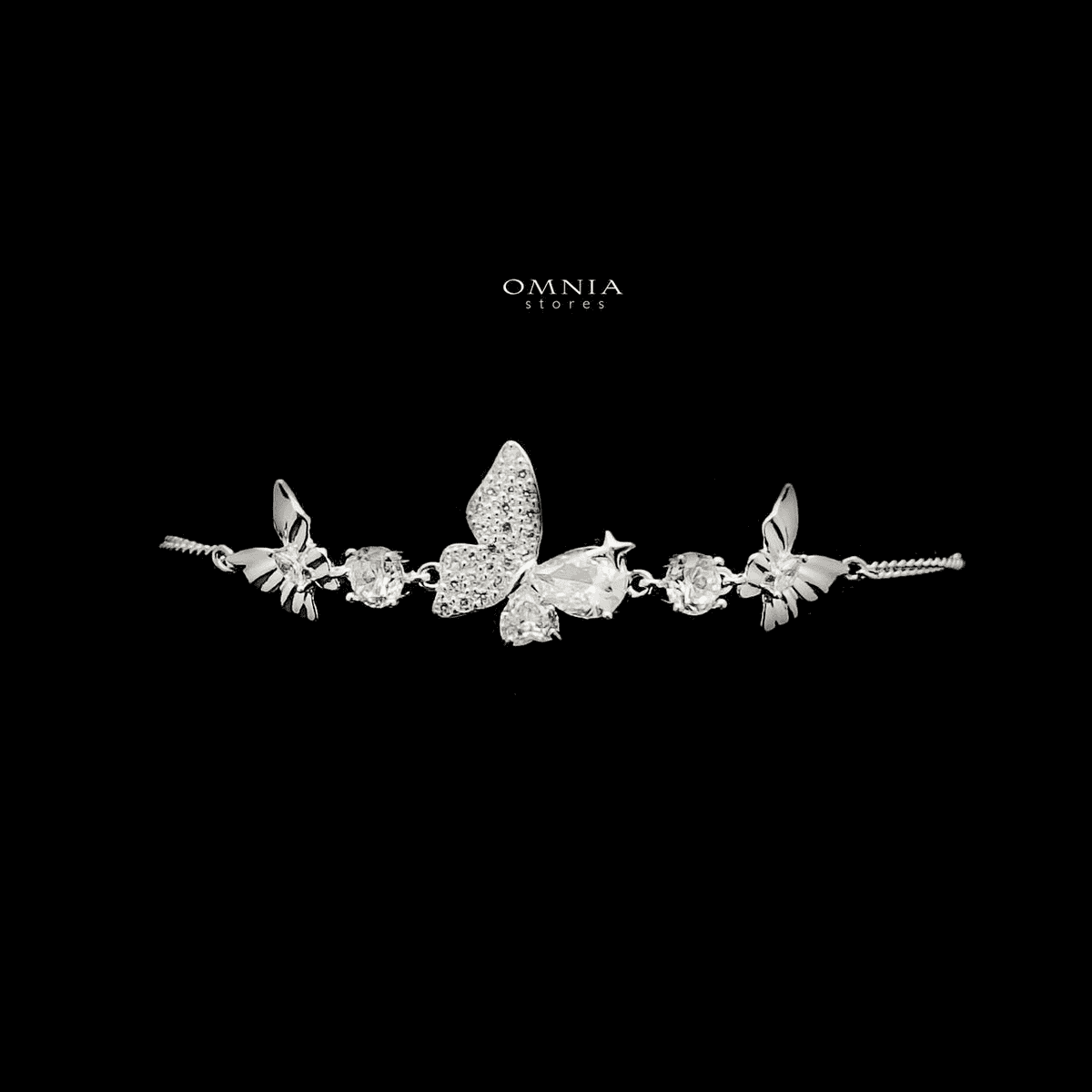 Omnia Tala Butterfly Bracelet in High Quality 92.5 Silver with Iced Cut Stone - OMNIASTORES UAE