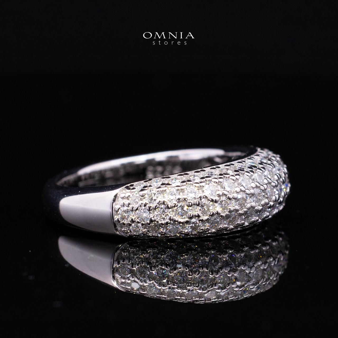 Emery White Moissanite Pavé Dome Band Ring – Rhodium-Plated 925 Sterling Silver