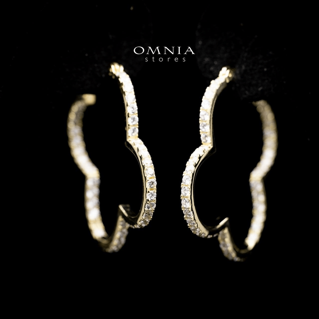 Omnia Abir Golden Hoop Earrings in 92.5 Silver With High Quality Moissanite Stone - OMNIASTORES UAE