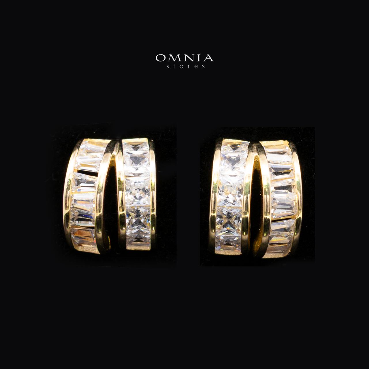 Zhalia Gold Hoop Necklace and Earrings Set in 925 Sterling Silver with Premium Simulated Diamonds - OMNIASTORES KSA