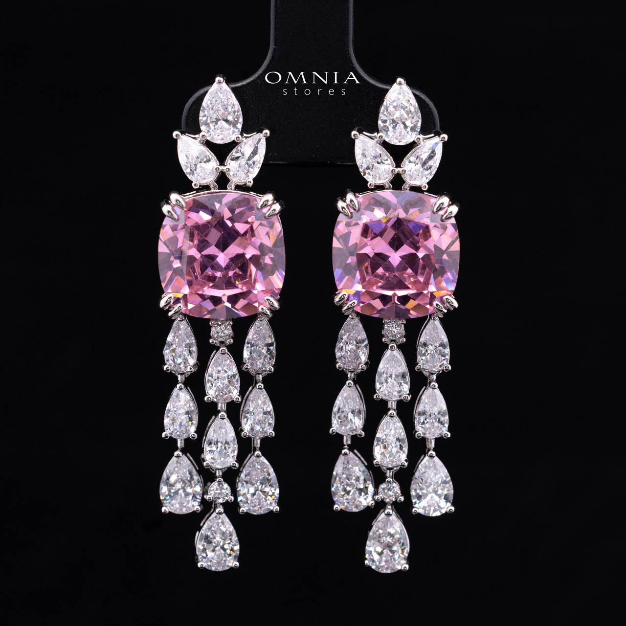 Nazaha Bridal Full Set in Rhodium Plated with High Quality White and Pink Zircon Stones
