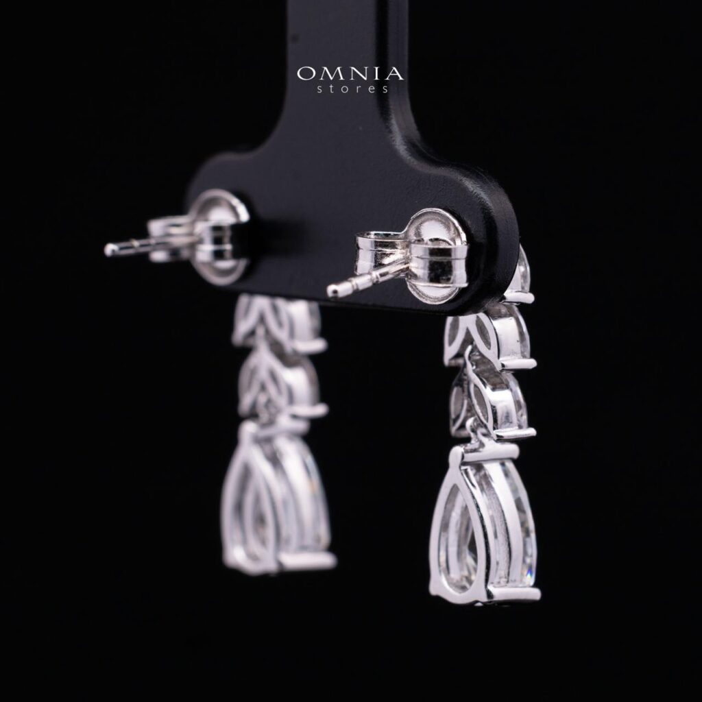 Cristina White Moissanite Earrings with GRA Certificate – 5x8mm Pear Cut, Rhodium-Plated 925 Sterling Silver