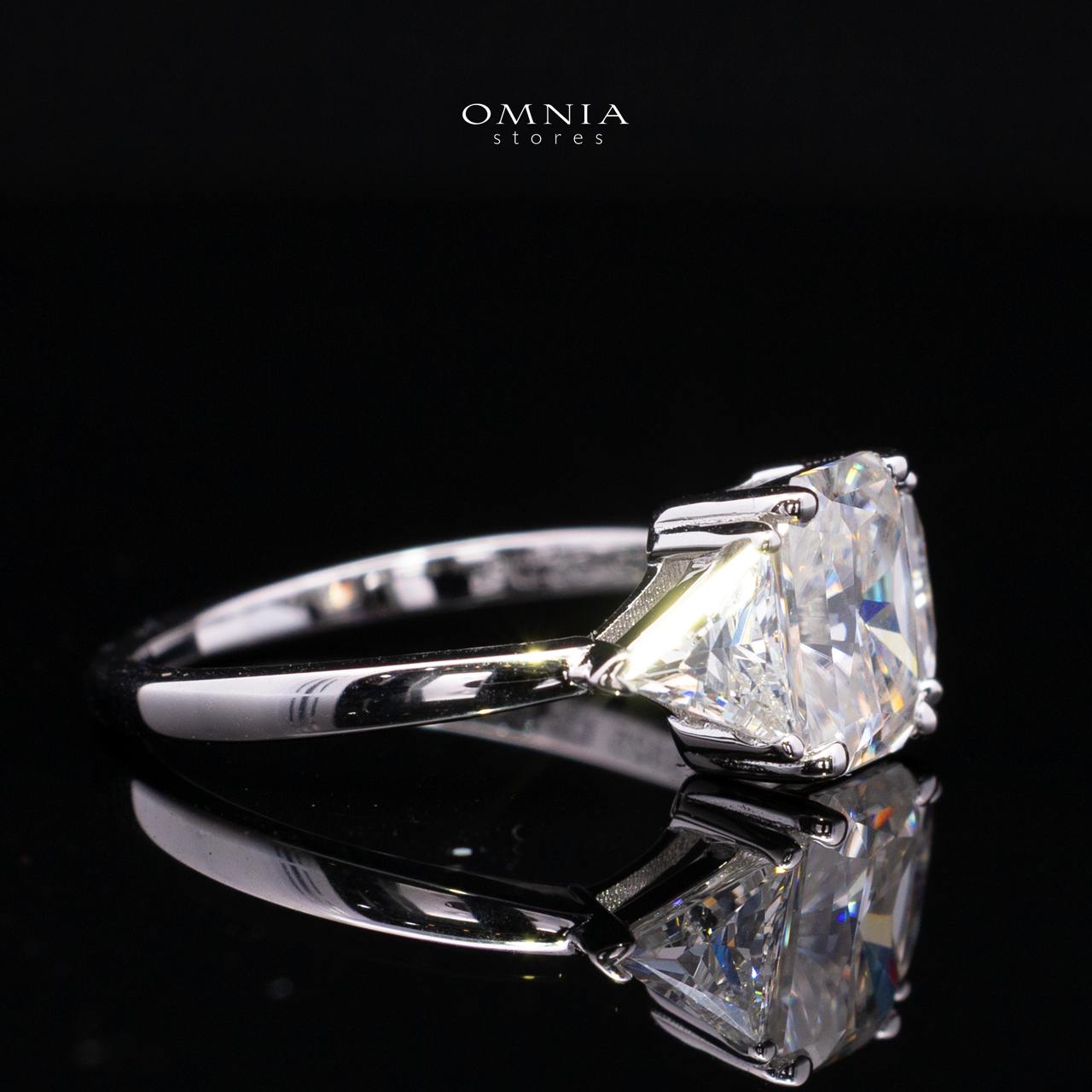 Latimah White Moissanite Ring with GRA Certificate Radiant 6x8mm (2ct) Cubic Zircon 925 Sterling Silver