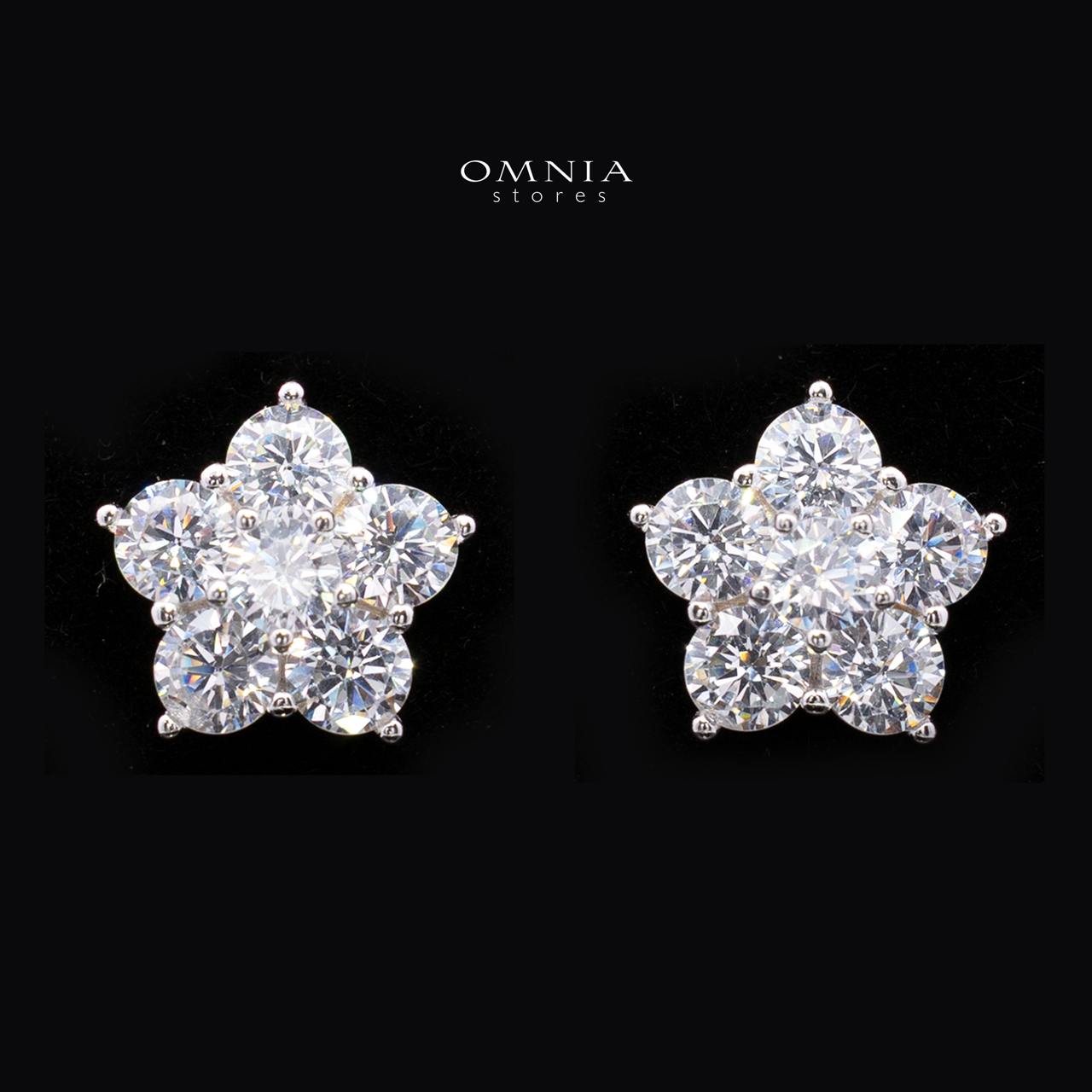 Averlyn Floral Cluster Necklace and Earrings Set in 925 Sterling Silver with Premium Simulated Diamonds - OMNIASTORES KSA