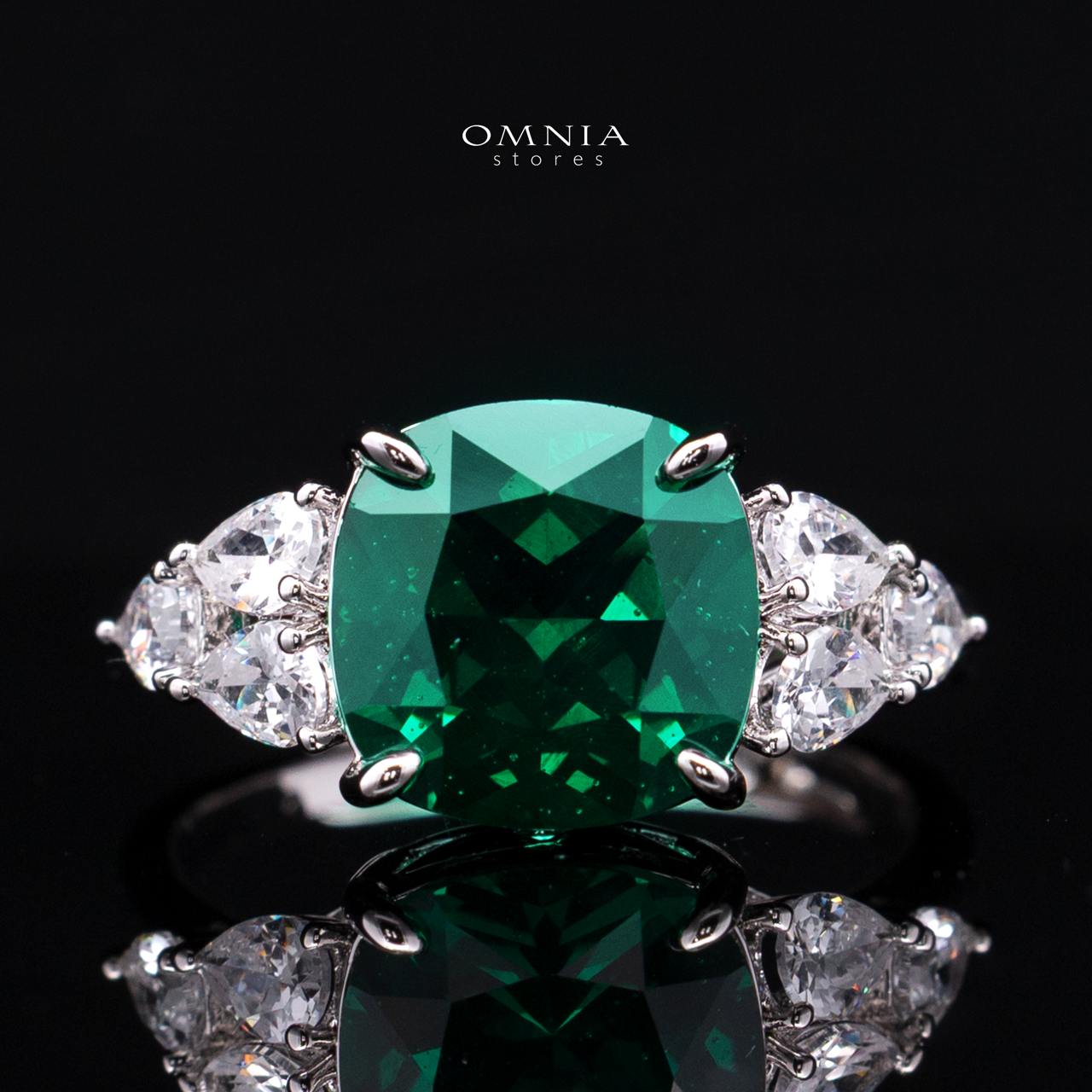 Nazaha Bridal Full Set in Rhodium Plated with High Quality White and Green Zircon Stones