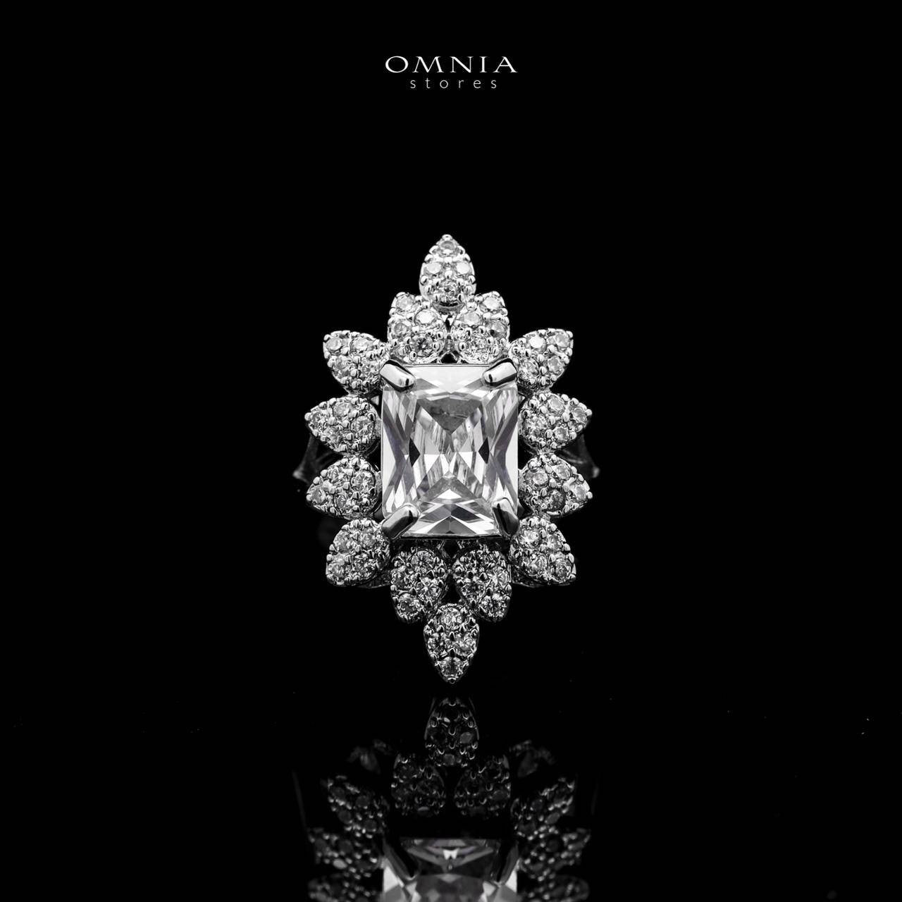 Omnia Blair Pure White Bridal Full Set with Marquise and Emerald-Cut High-Quality Simulated Diamonds Rhodium Plated