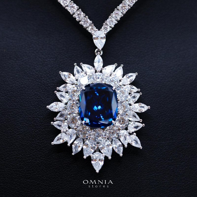 Thalia Blue Necklace in 925 Silver High Quality Simulated Diamond - OMNIASTORES KSA