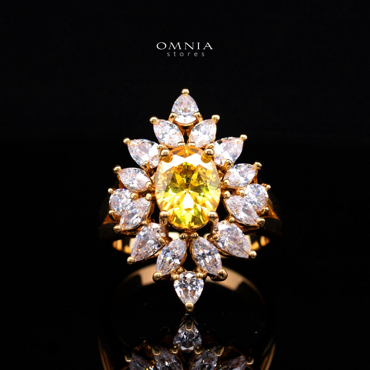 Omnia Dema Gold Luxury Bridal Full Set in High Quality Simulated Diamonds Premium Rhodium Plated