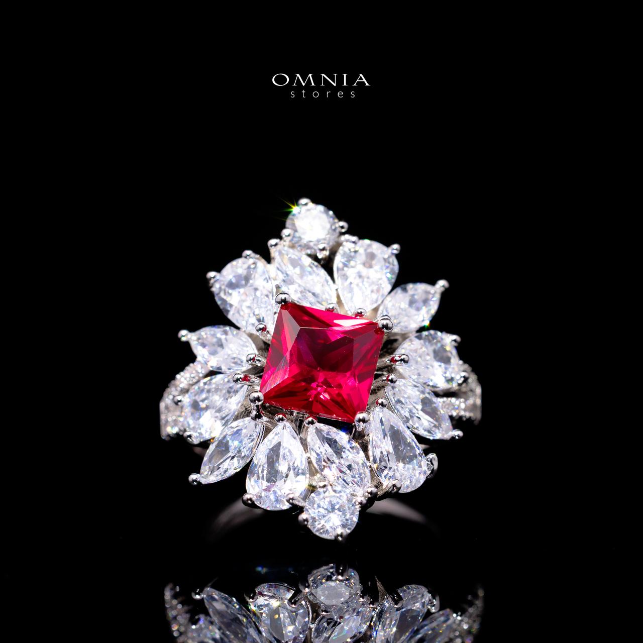 Christine Red Luxury Bridal Full Set with High-Quality Simulated Diamonds – Rhodium Plated