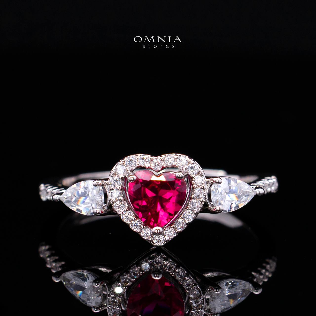 Talina Ruby Red Luxury Bridal Full Jewelry Set with High-Quality Premium Simulated Diamonds-Rhodium-Plated