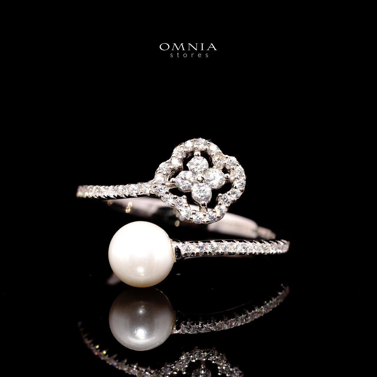Omnia Sahira Pearl Bridal Full Set in 925 Silver with High-Quality White Zircon Stones - OMNIASTORES KSA