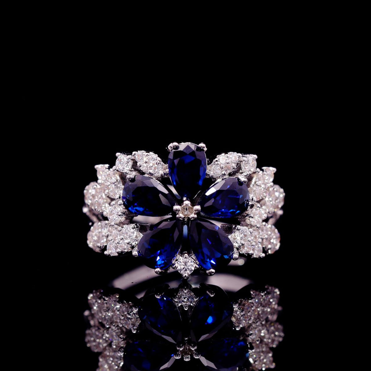 Omnia Karla Blue Luxury Bridal Full Set with High Quality Zircon Stones – Rhodium Plated