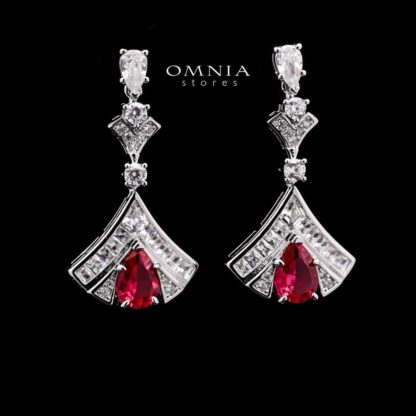Omnia Elizabeth Maroon & White Luxury Full Jewelry Set