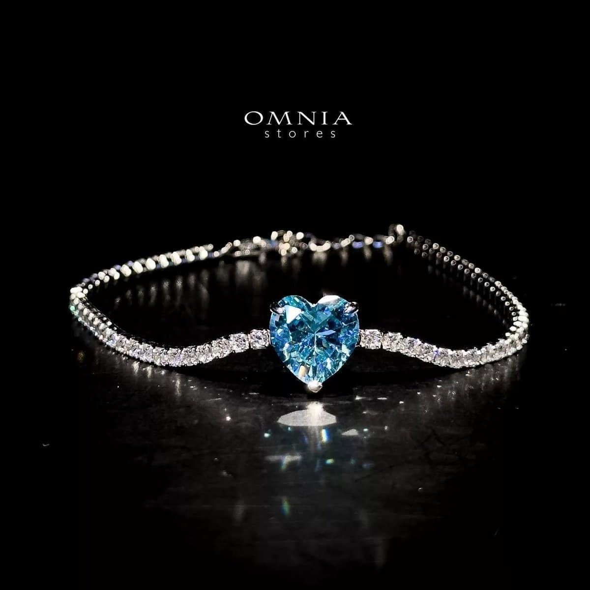 Omnia Louise Sky Blue Bracelet In 92.5 Silver High Quality Simulated Diamonds - OMNIASTORES UAE