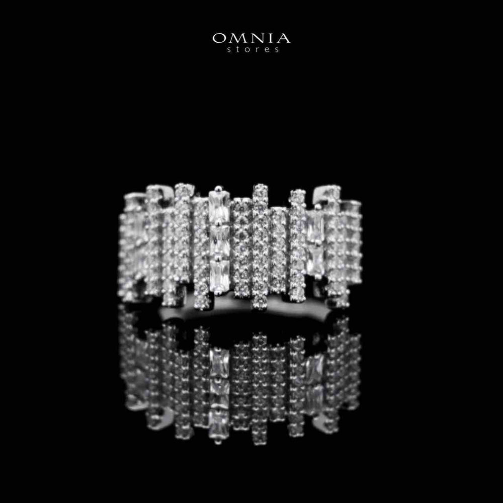 Omnia Eshaal White Bridal Full Set in High Quality Zircon Stone in Rhodium Plated - OMNIASTORES KSA