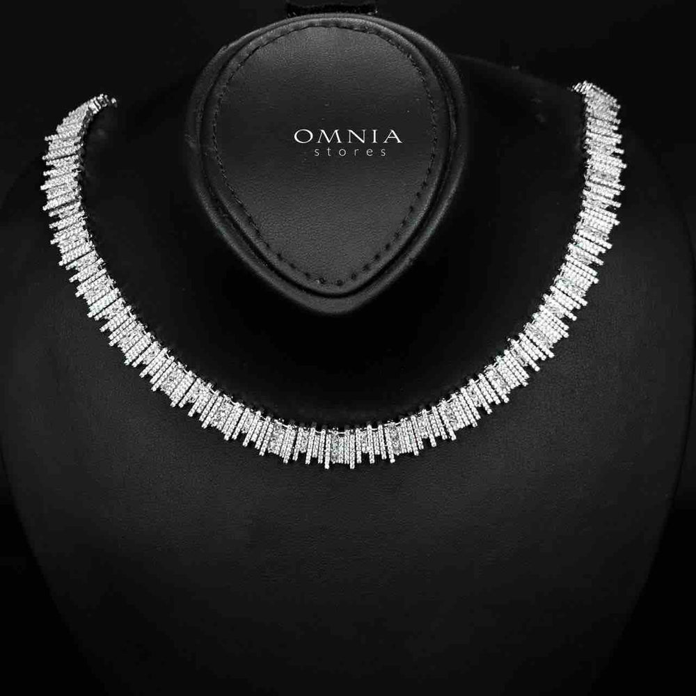 Omnia Eshaal White Bridal Full Set in High Quality Zircon Stone in Rhodium Plated - OMNIASTORES KSA