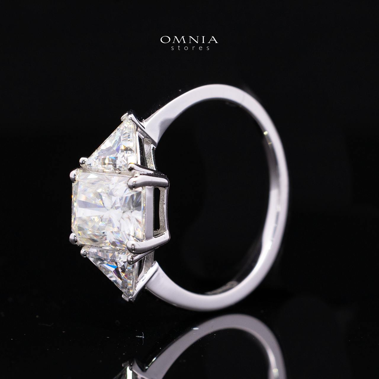 Latimah White Moissanite Ring with GRA Certificate Radiant 6x8mm (2ct) Cubic Zircon 925 Sterling Silver