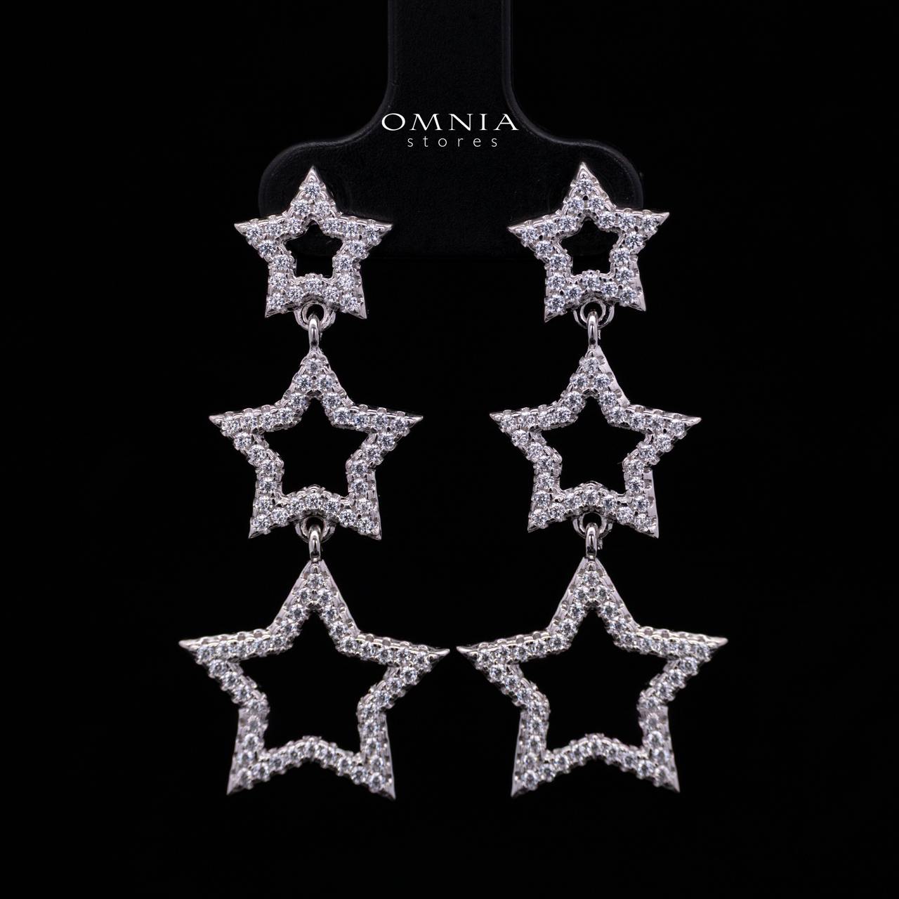 Kelahni Triple Star Drop Earrings — 925 Sterling Silver with Premium Simulated Diamonds - OMNIASTORES KSA