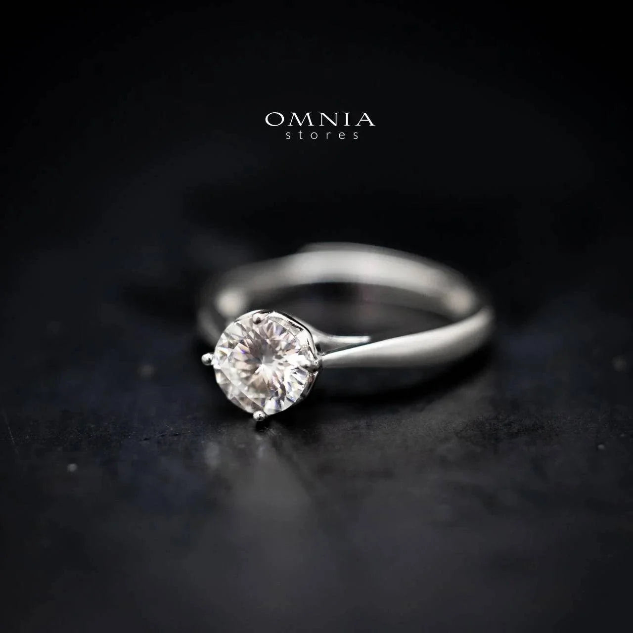 Omnia Maymona Round Cut Ring in 92.5 Silver with High Quality Moissanite Stone - OMNIASTORES UAE