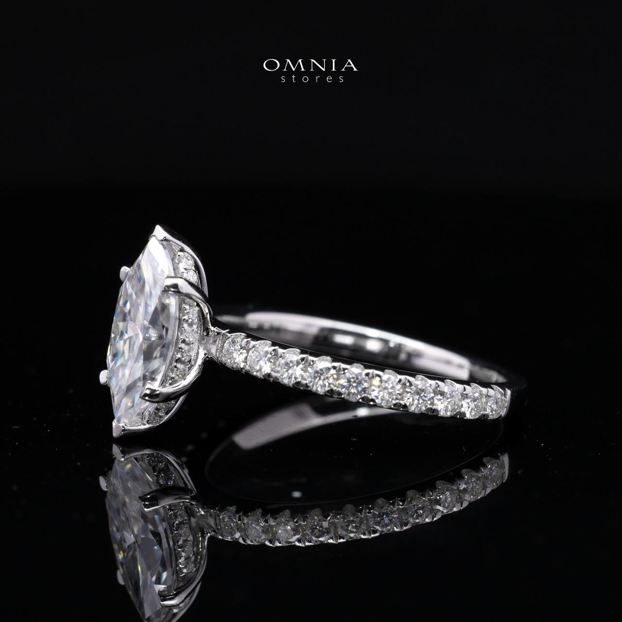 Ghusun White Moissanite Marquise Cut Ring GRA Certified in High Quality 925 Silver 6x12mm 2ct
