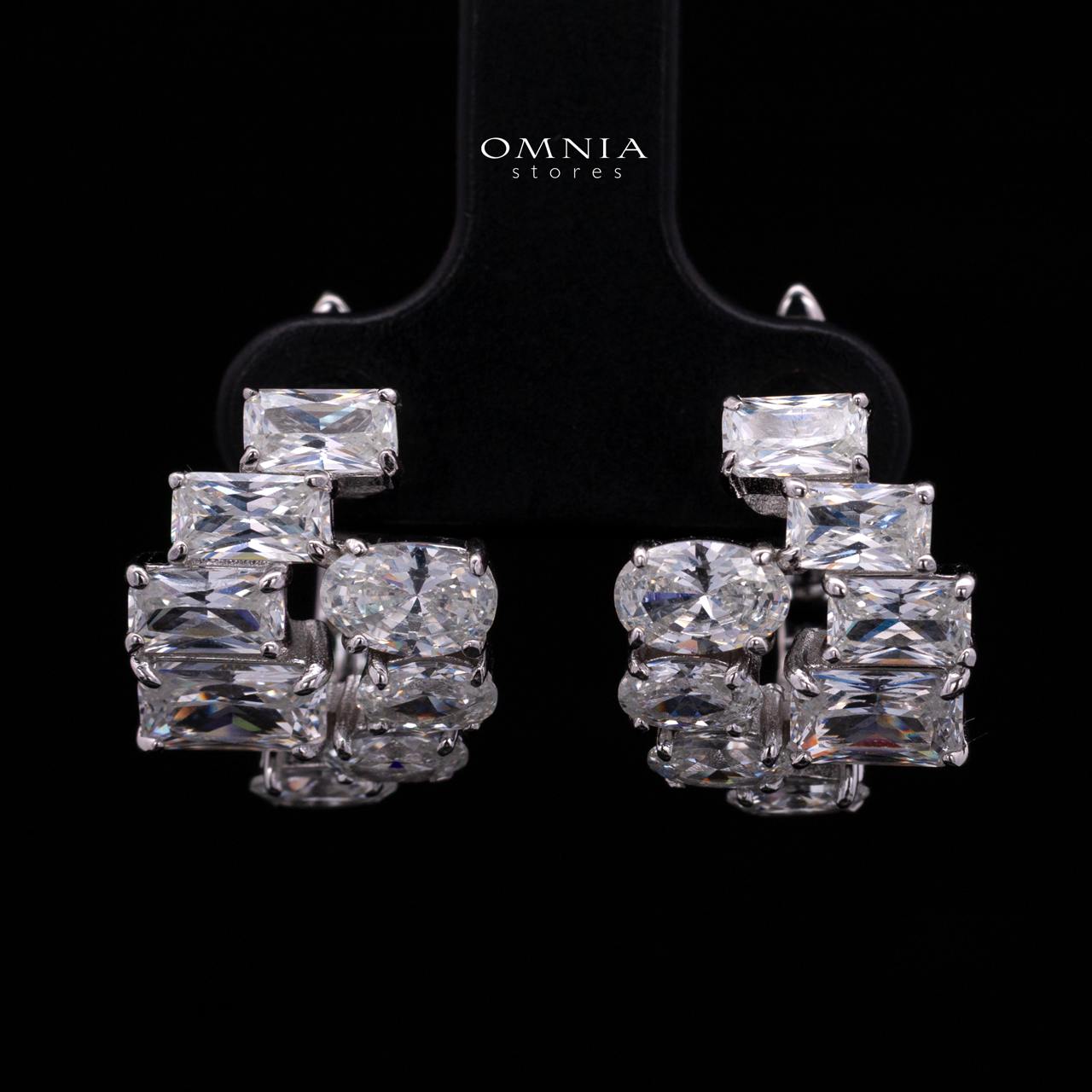 Tokiya Silver Cluster Clip-On Earrings in 925 Sterling Silver with Premium Simulated Diamond - OMNIASTORES KSA