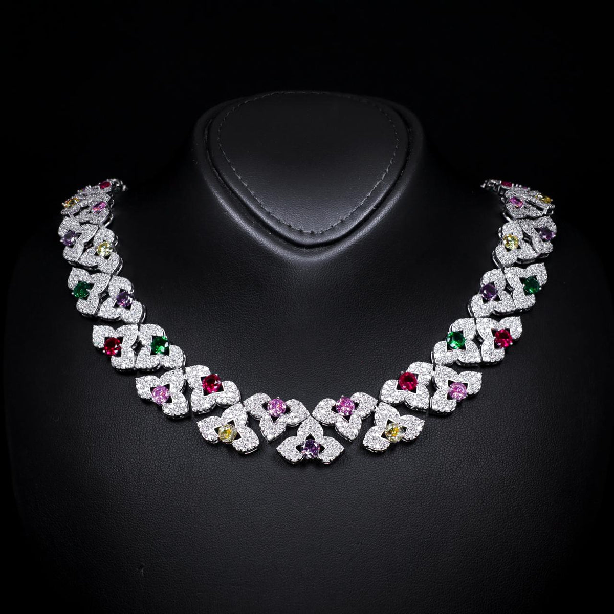 Leanna Multicolor Luxury Bridal Full Set with High-Quality Zircon Stones Premium Rhodium Plating
