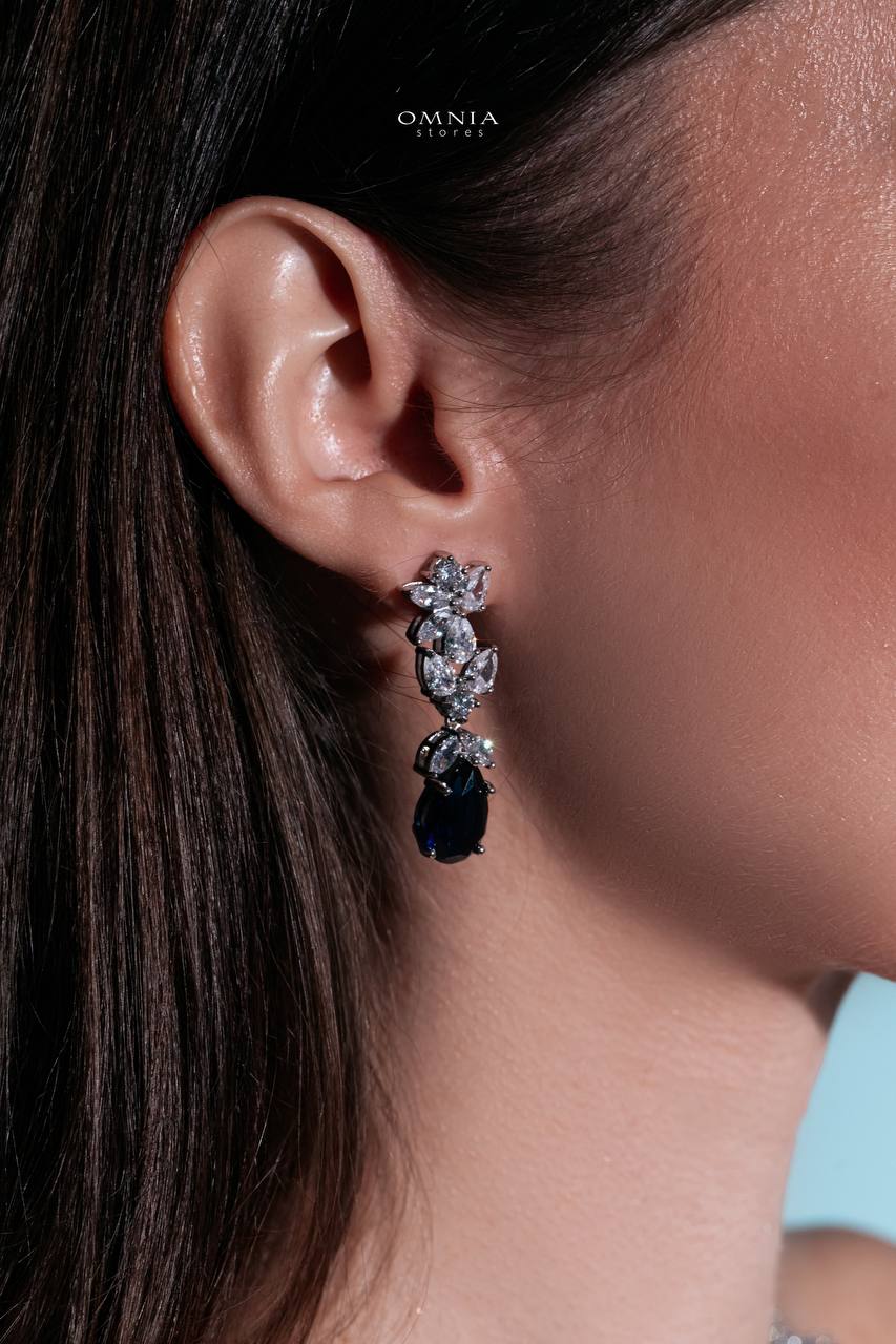 Omnia Princess Dark Blue Bridal Full Set in High Quality Simulated Diamonds - OMNIASTORES KSA